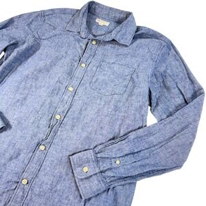 GAP Blue Linen Cotton Chambray Button Down Shirt Standard Fit Women's Large